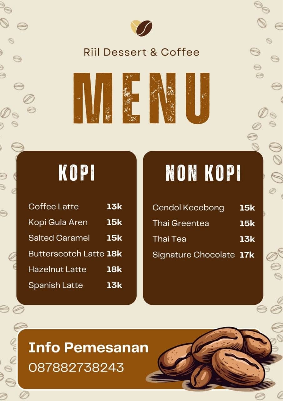 Papan menu Rill Dessert & Coffee